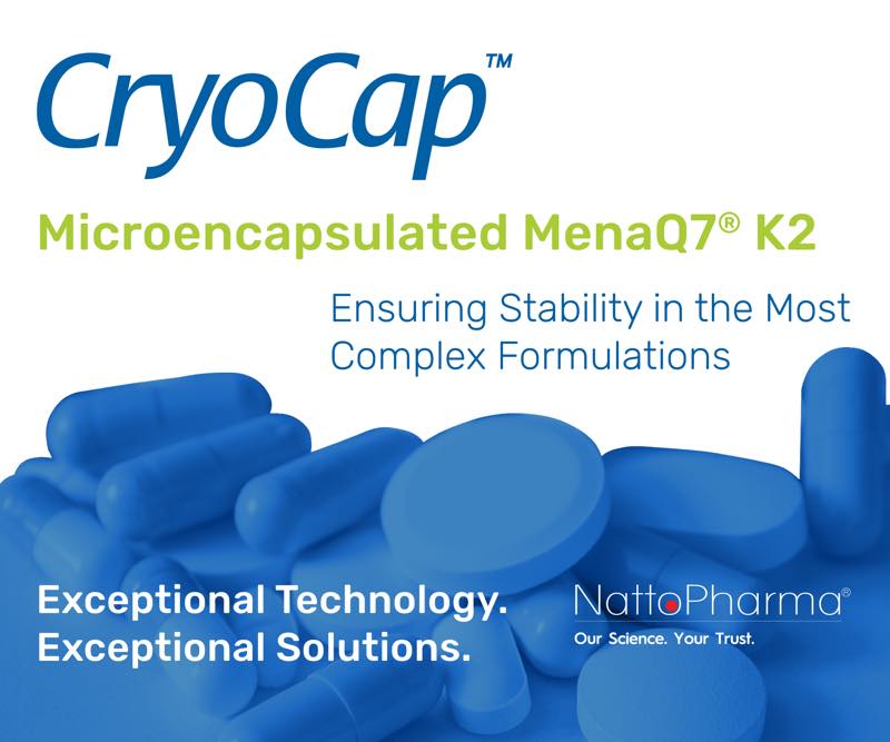 New CryoCap microencapsulation  MenaQ7 ensures vitamin K2 stability